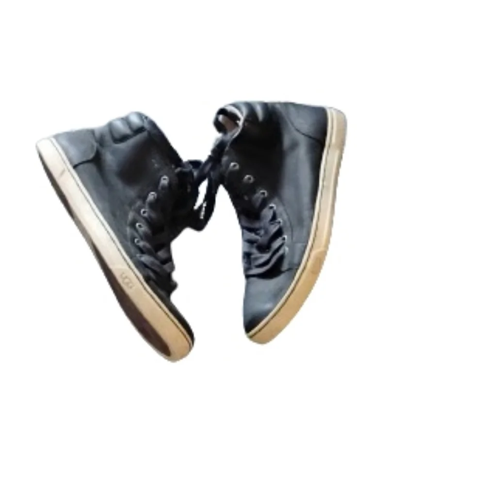 UGG Womens Gradie High Top Black Leather Sneakers Sz 8.5